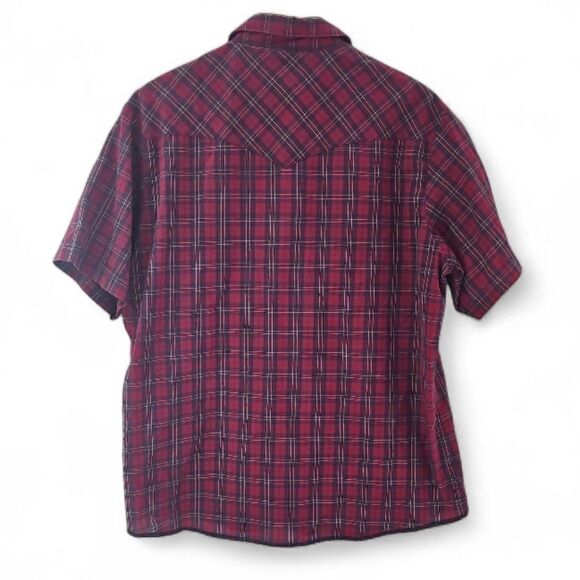 Vintage Wrangler Pearl Snap Western Shirt XL Red Plaid Cowboy Rodeo Rockabilly - Picture 2 of 13